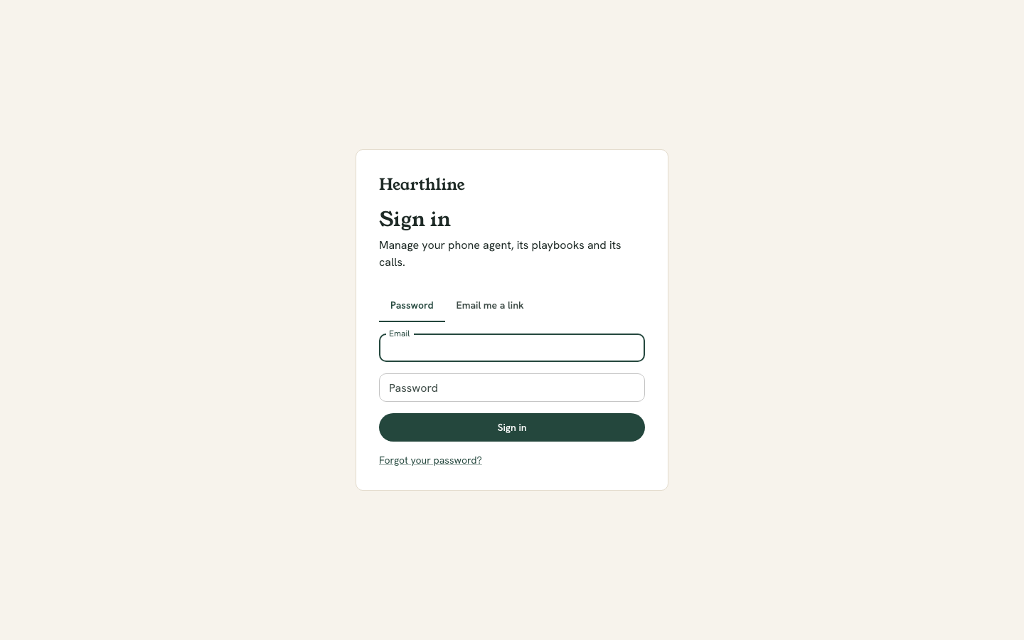 The AnswerStack sign-in page with Email and Password fields and a Sign in button.